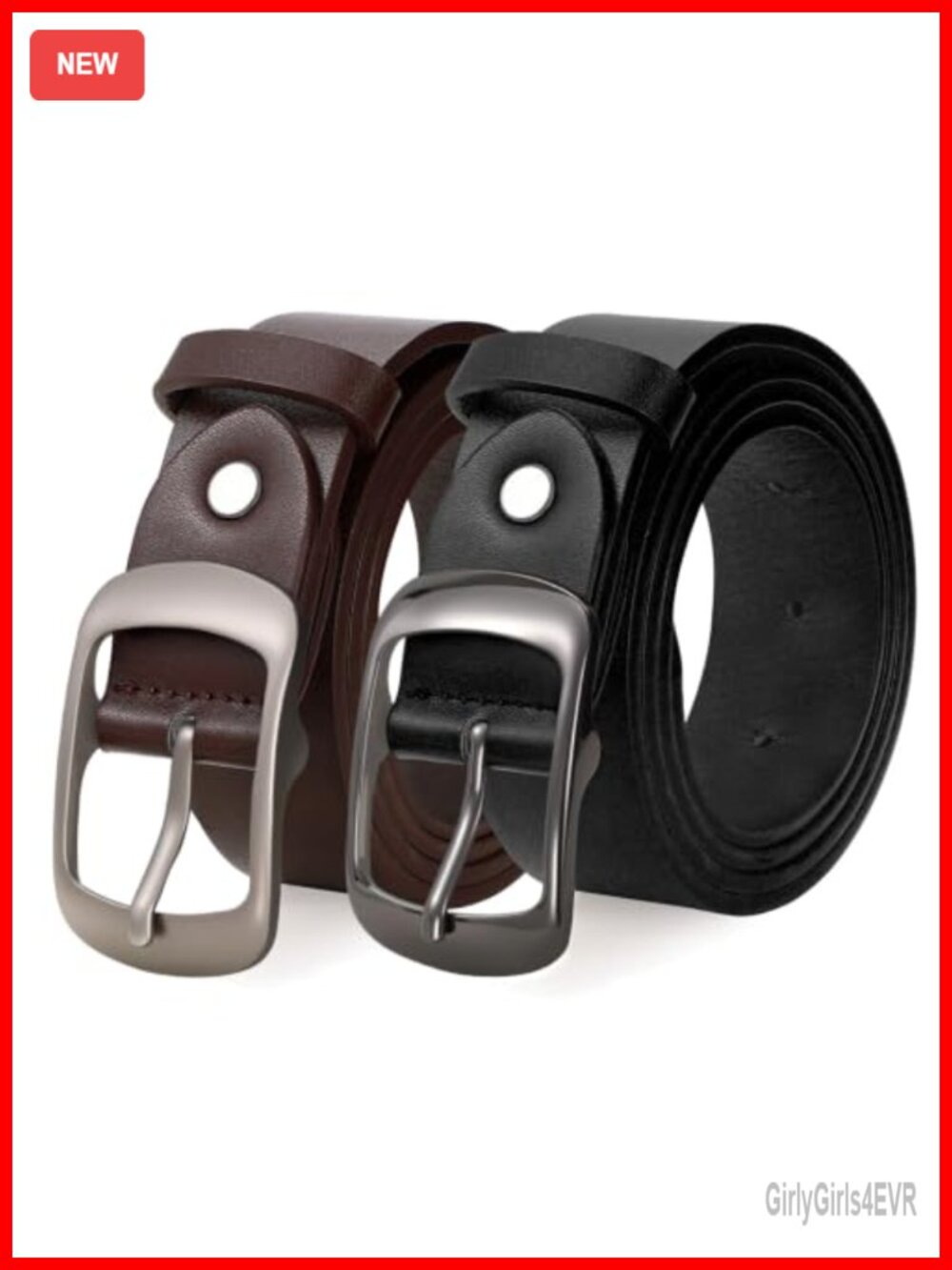 2 Pack Women's Faux Leather Belts for Jeans Adjustable Waist Belt